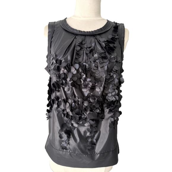 Kenar Women Black Festive "Floral" (circle fringe) Sleeveless Top Size M - Picture 2 of 10